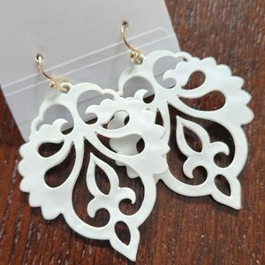 New White motif earrings